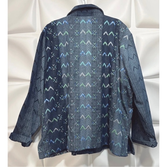 Coldwater Creek Womens Sz XL Blue Denim Beaded Embroidered Jacket Western Aztec - Picture 8 of 8